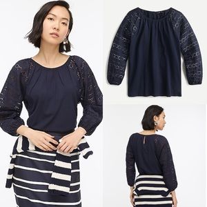 J. Crew Long Sleeve Eyelet Top